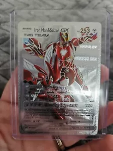 Pokemon Silver Foil Fan Art Iron Man & Scizor GX Vinyl Sammelkarte 047/100 - Bild 1 von 5