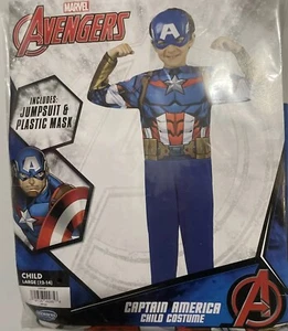 NWT Marvel Avengers Large 12-14 Captain America Child Costume Jumpsuit Mask - Picture 1 of 4