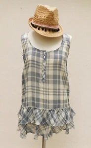 NEW LOOK Blue & Cream Check Ruffle Tunic Top / Mini Dress / Cover Up - 10 - NEW - Picture 1 of 4