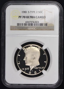 1981-S PR 70 DCAM tipo 2 NGC medio dólar Kennedy - Imagen 1 de 2