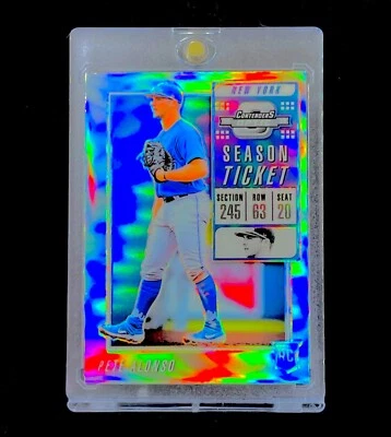 PETE ALONSO ROOKIE REFRACTOR SILVER HOLO OPTIC Prizm Non Auto - METS - Image 1 of 4
