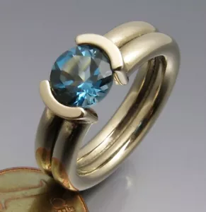 HOOP DESIGN - ELEGANT TENSION RING COLOR - OWN GOLDSMITHS - 585 WHITE GOLD - Picture 1 of 7