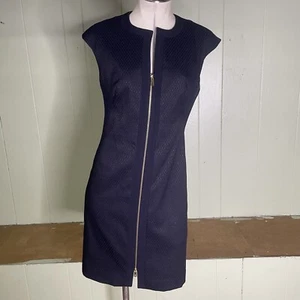 Abito Ted Baker blu navy testurizzato con zip e cambio taglia 1 small 4 - Foto 1 di 10