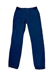 Athleta Dance Studio 8 Cinch Cuffs Wide Leg Blue Yoga City Commute Mid Rise - Picture 1 of 6