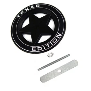 1x Black White 3D Texas Lone Star Car Front Grille Metal Emblem Badge Universal - Picture 1 of 5