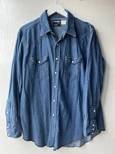 Vintage Wrangler Jeanshemd Pearl Snap Western 17 1/2 x 34 Made in USA - Bild 1 von 5
