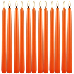 12-Pack Orange Taper Candles - 10 Inch Unscented Dripless Candlesticks, Long ... - Picture 1 of 9