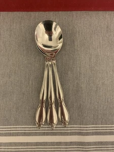 3 cucchiaini da zuppa tondi inox Oneida CHATELAINE 6-7/8" posate comunità USA - Foto 1 di 8