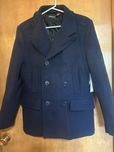 Liz Claiborne Navy Blue Wool Blend Pea Coat Jacket Size S - Picture 1 of 3