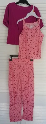 Lands' End Youth Girls 3-piece Pajama Set Pink Size XS 5/6 New - Image 1 of 4
