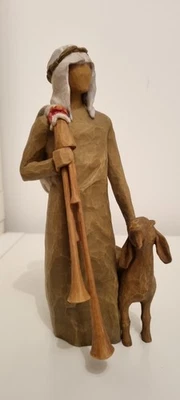 Boxed Willow Tree Nativity Shepherd with bagpipe Zampognaro Christmas 9" tall - Image 1 of 4