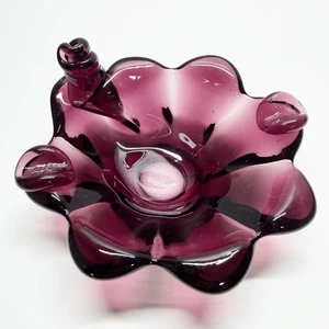 Vintage Gand mundgeblasene Kunst Glas Aschenbecher Bonboniere lila - Bild 1 von 6