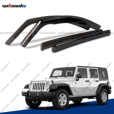 In-Channel Rain Guards Vent Window Visors Shade for 2007-2018 Jeep Wrangler JK - Image 1 of 4