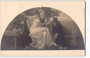 Woman w Great Horned Owl~to Germany~Croatia Yugoslavia RPPC Postcard -P5 - Picture 1 of 4