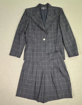 Conjunto Blazer Pantalones Cortos Vintage Ralph Lauren Traje Para Mujer 12 Azul Marino Lana Ventana Años 90 Foto 1 de 4