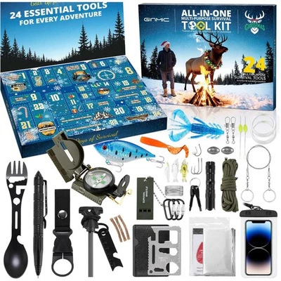 Survival kit Advent Calendar 2025, 24-Day Christmas Countdown Calendar with Surv - Image 1 of 4