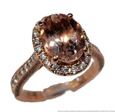 Anillo de oro rosa de 14 k de diseñador de Morganita Neil Lane de 2 quilates con diamantes de 0,70 quilates Foto 1 de 4