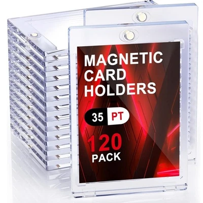 120Pack Magnetic Trading Sports Card Holders 35pt One-Touch Hard UV Protection - Image 1 of 4
