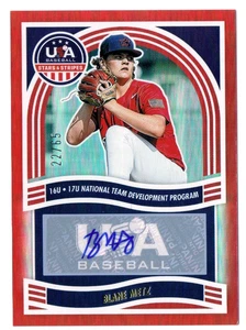 22/65 Panini 2024 Estrellas EE. UU. Rayas Rojo Firmado Autografiado Blane Metz NTSBM - Imagen 1 de 2