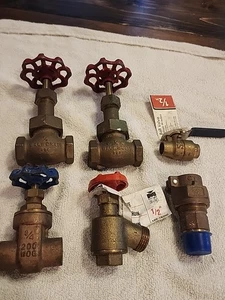 LOT OF 6 BRASS VALVES, 3/4", 1/2", WALWORTH, B.K, LEGEND, AMERICAN, 200 WOG - Picture 1 of 9