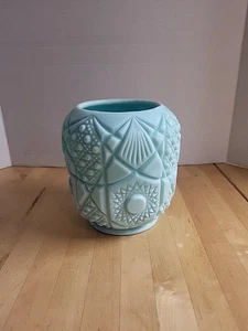 Jarrón brasileño grande Fostoria AZUL de vidrio con leche años 50 raro DE COLECCIÓN ORIGINAL BONITO - Imagen 1 de 8