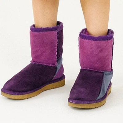 UGG Colorblock Suede Boots Kids Size 8 — Purple & Blue Cozy Winter Booties - Image 1 of 4