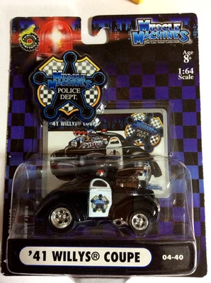 MUSCLE MACHINES 1941 41 WILLYS COUPE POLICE DEPT. - 1/64 DIECAST 41 WILLYS - - Image 1 of 3