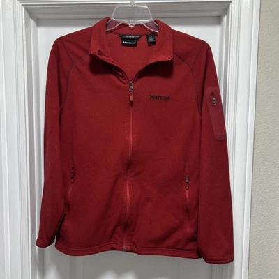 Marmot Polartec Fleece Jacket Mens LARGE Burgandy Full Zip Outdoors - Image 1 of 4