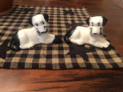 PAIR OF BLACK & WHITE PORCELAIN FU DOGS - 70+ YEARS OLD - MINT CONDITION! - Image 1 of 4