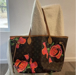 Bolso de Mano Louis Vuitton Neverfull Stephen Sprouse Monograma Rosas MM Lona Multicolor - Imagen 1 de 12