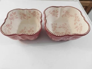 TEMPTATIONS FLORAL LACE ROT PERLEN KASSEROLLE FORM 2 ea STAPELBAR 1,0 & 1,5 QRT - Bild 1 von 13