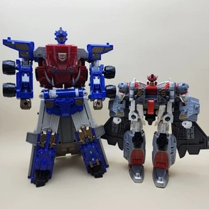 TRANSFORMERS Armada (2002) Super OPTIMUS PRIME + TRAILER & JETFIRE Figures Set - Picture 1 of 22