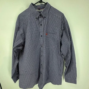 Ariat Pro Series XL Mens Button Down Shirt Blue Red Plaid Long Sleeve Casual - Picture 1 of 9
