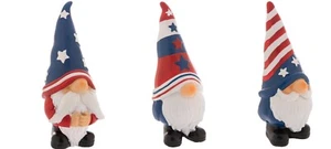 Stars & Stripes Patriotic 4th of July Gnomes 3 Piece Figurine Set - Picture 1 of 7