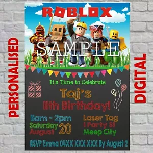 ROBLOX GAMER DIGITAL PRINTABLE BIRTHDAY PARTY INVITATION - Picture 1 of 2