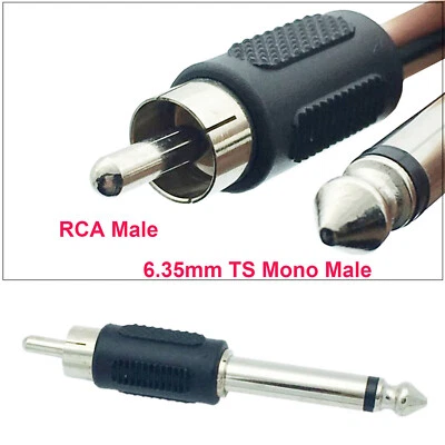 6.35mm 1/4" Male Mono to RCA Phono Male Audio Guitar Adapter Converter Connector - Image 1 of 4