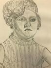 Orig. 1967 Earle T Merchant Everyday Cape Ann MA Folk Portrait Pencil Drawing 29