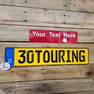 EMBOSSED GERMAN, EURO TAG, European style License Plate, Custom, ANY TEXT-YELLOW - Picture 1 of 1