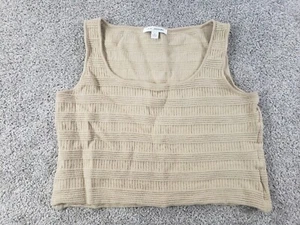 St John Womens Wool Cropped Tank Large Beige Knit Cropped - Picture 1 of 9