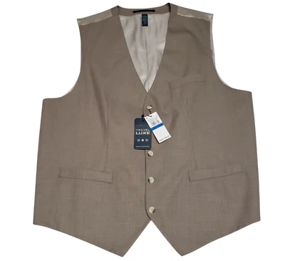 Perry Ellis Vest Men's XLT Tall Beige Classic 5 Button Pockets Adjustable New - Image 1 of 4