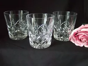 3 x Lead Crystal Cut Glass Whisky Tumblers Rocks Spirits Glasses (CW4) - Picture 1 of 5