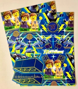 Lego Wrapping Paper The Lego Movie 2 Characters 2 Sheets 2 Tags Blue Brick Tags - Picture 1 of 4