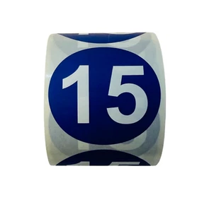 Etiquetas adhesivas de numeración de inventario número 15 redondas de 2" 500 por rollo (# 15) - Imagen 1 de 4