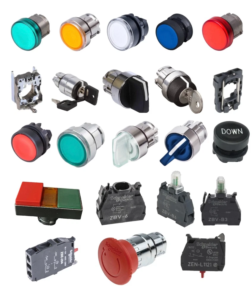 Schneider Pilot Light Head  Flush Pushbutton Collar Contact Block Harmony - image 1 of 1