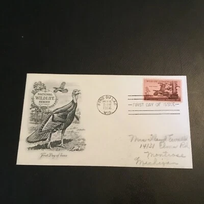 FDC 1956 #1077-5 National Wildlife Series With 3 Cent Stamp  - Image 1 of 2