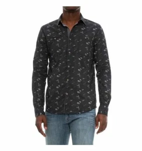 New $85 Company 81 Men'S Black White Long-Sleeve Button Top Casual Shirt Size L - Picture 1 of 1