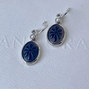 Retired Pandora silver grey cameo mother of pearl Compose Earrings  - Picture 1 of 3