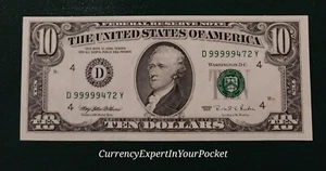 1995 $10,00 Cleveland FRN VERY HIGH # D99999472Y - CH/GEM CU! - Foto 1 di 2