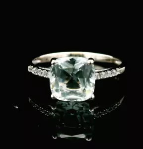 Ring 14 Kt Weißgold Aquamarin & Diamanten - Größe 8,5 - 2,71 g - Bild 1 von 11