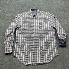 Robert Graham Silk Flip Cuff Embroidered Button Up Shirt Mens Size Medium Purple